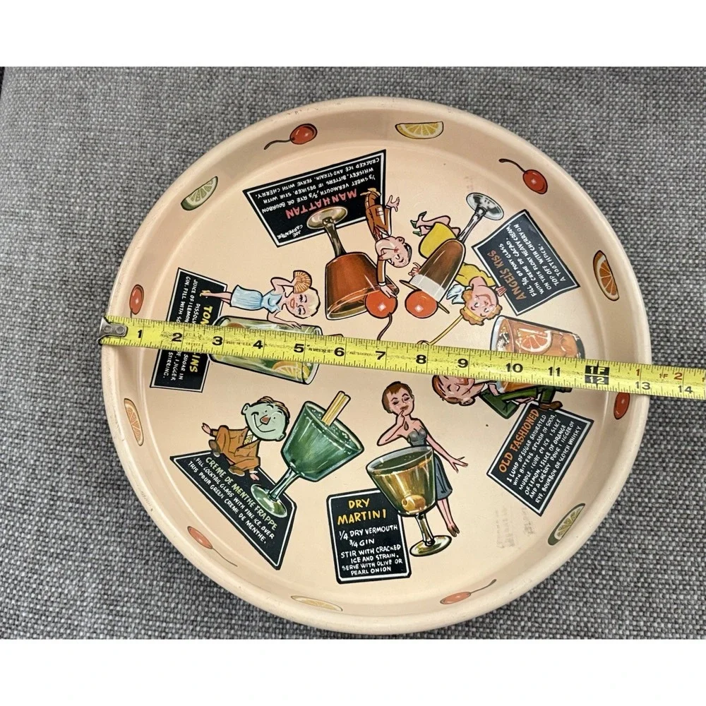 Vintage MCM 50s Masonware Cocktail Tray‎ Characters Cocktail Recipes 13